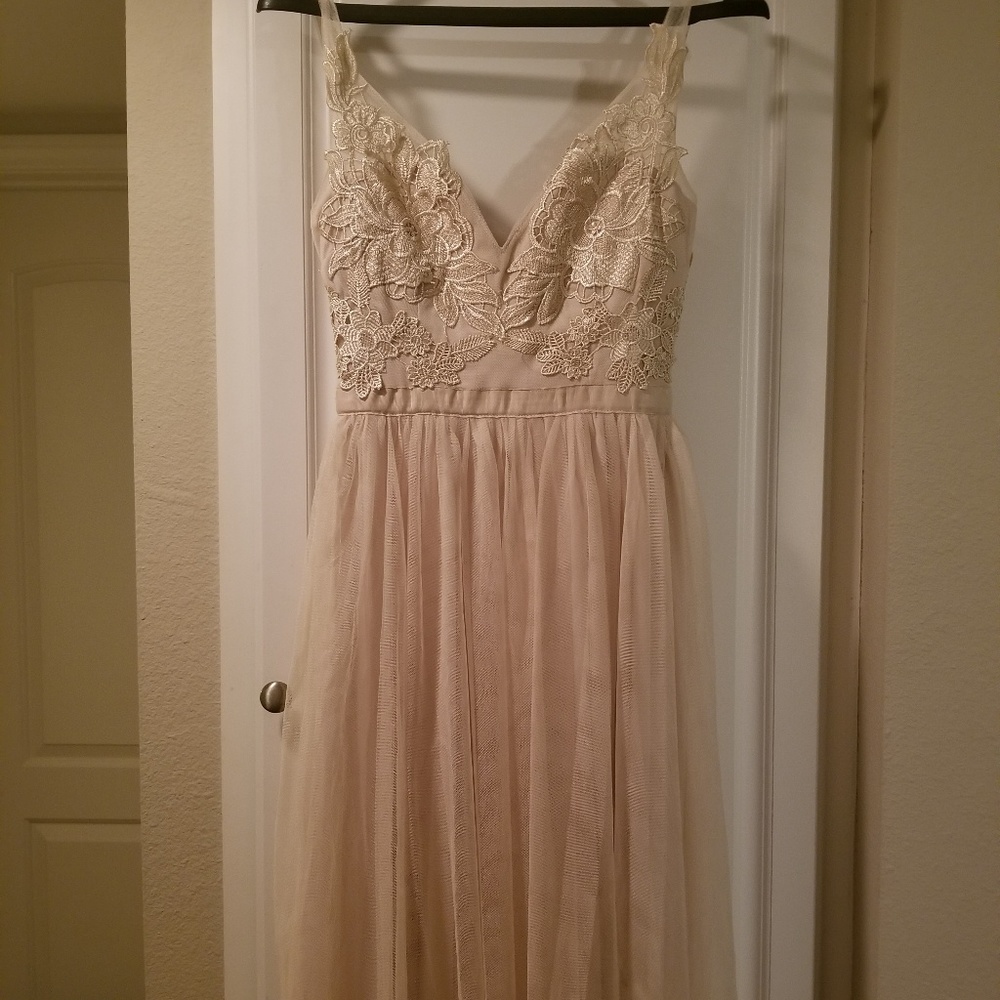 Fashion Nova magical moments lace dress in beige - Picture 5 of 8